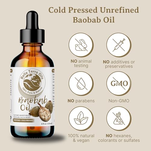 Baobab Oil - 2oz Cold-Pressed Natural Skin Moisturizer & Hydrating Oil