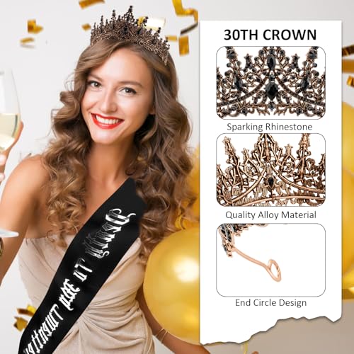 KICOSY 30th Birthday Crown & 'Death to My Twenties' Sash Set
