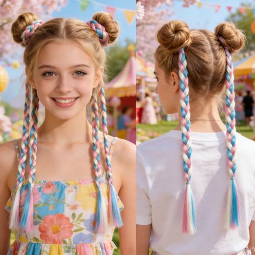 TASHEEMA Colorful Kpop Purple Hair Extensions 24 Inch Clip-In Ponytail Set of 6 (3 Colors, 16 Inch Pack of 8) for Women