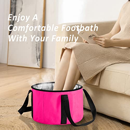 20L Portable Foot Bath Basin - Collapsible Soak Tub for Travel (Pink)