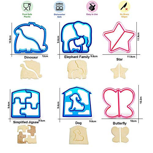 6-Pack Kids Sandwich Cutters with Animal Shapes for Fun Lunches