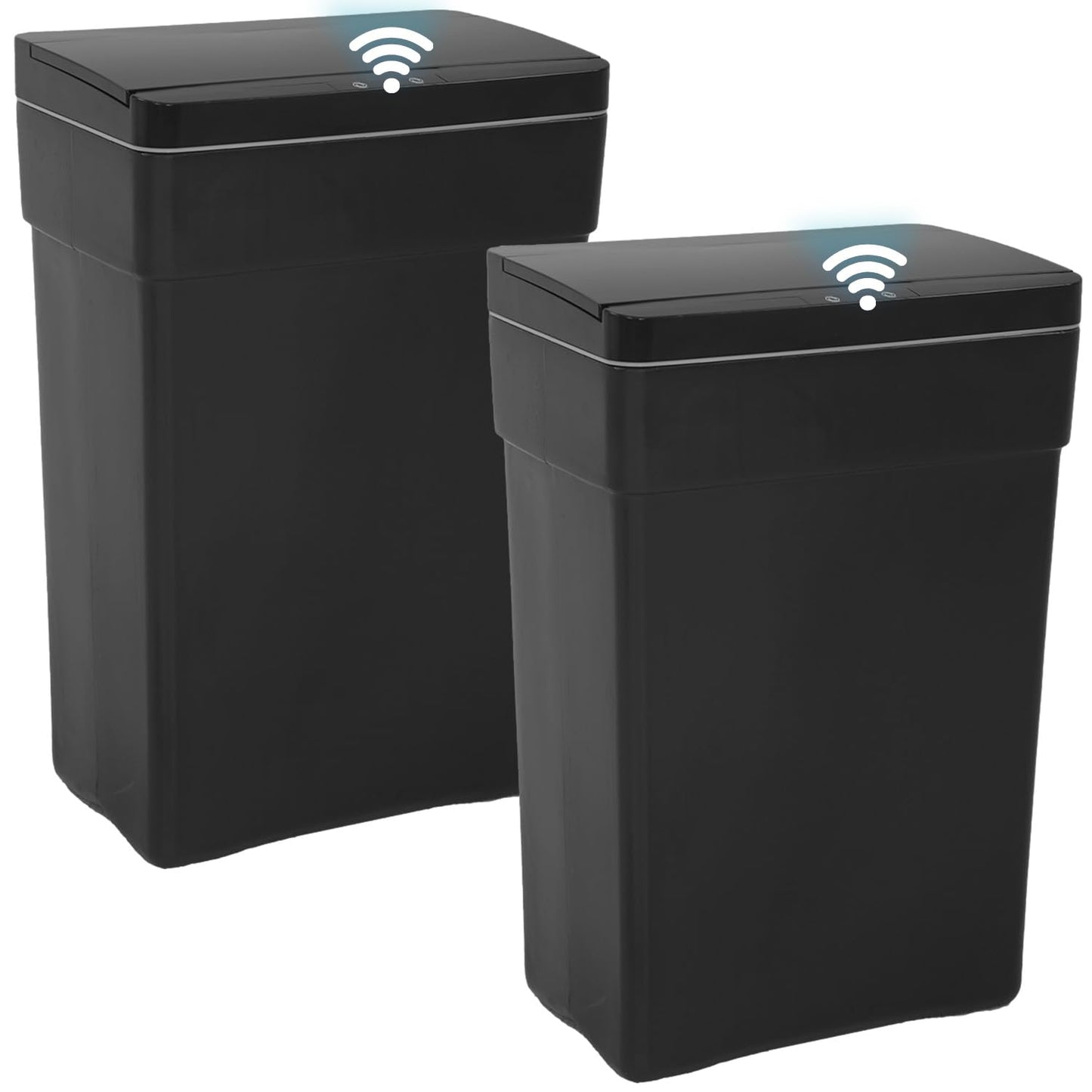 BestOffice 13 Gallon Touch-Free Trash Can - High-Capacity Plastic Garbage Bin for Kitchen, Bathroom, Home Office | Blue