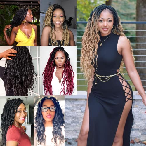 Goddess Faux Locs Crochet Hair 24 Inches 6 Packs Natural Black Wavy Dreadlocks