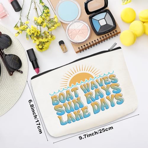Lake Days Makeup Bag - Boat Waves Sun Rays Cosmetic Pouch
