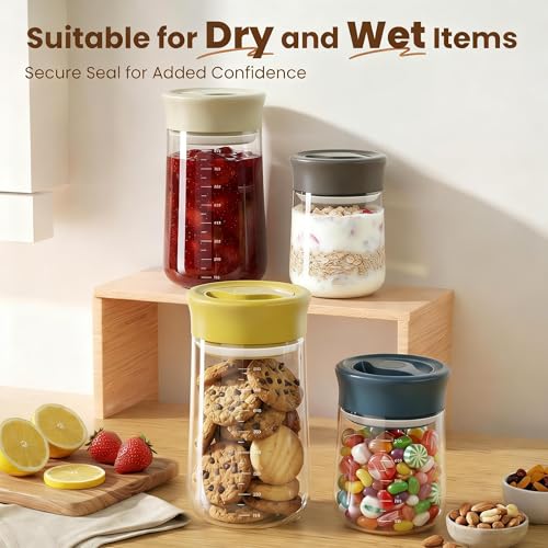Airtight Glass Storage Jar 27 oz with Easy Open Lid for Food