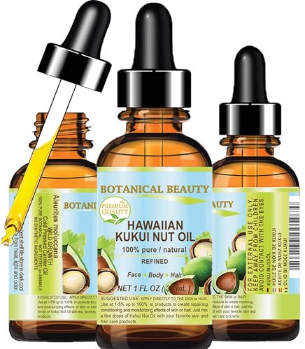 Botanical Beauty 100% Pure Cold-Pressed Hawaiian Kukui Nut Oil, 1 Fl Oz