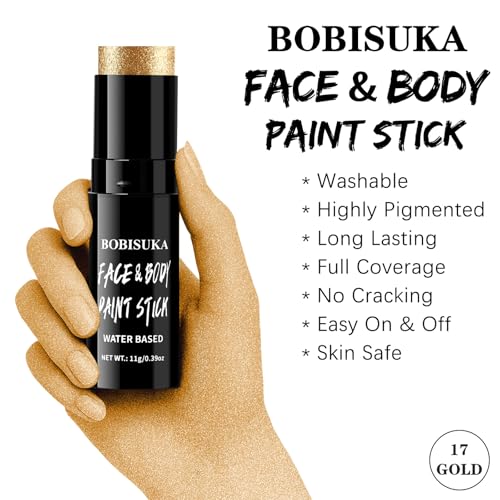 Metallic Gold Face Paint Stick - Highly Pigmented Cream for Halloween & Cosplay