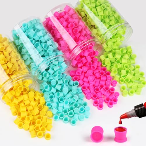 IFERO 300pcs Disposable Silicone Tattoo Ink Cups with Stable U-Base (Pink)