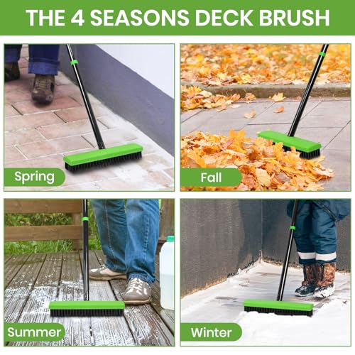 3-in-1 Long Handle Deck Brush for Weeding & Moss Removal