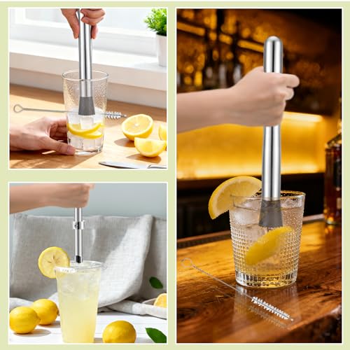 Stainless Steel Muddler and Straw Puncher Set for Cocktails