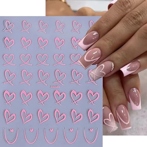 Dulyork A1 Valentines Day 3D Heart Nail Stickers 8 Sheets for Nail Art