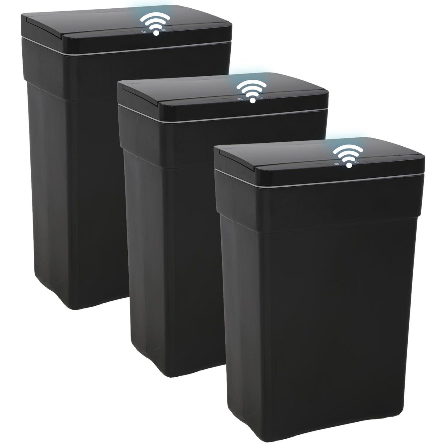 BestOffice 13 Gallon Touch-Free Trash Can - High-Capacity Plastic Garbage Bin for Kitchen, Bathroom, Home Office | Blue