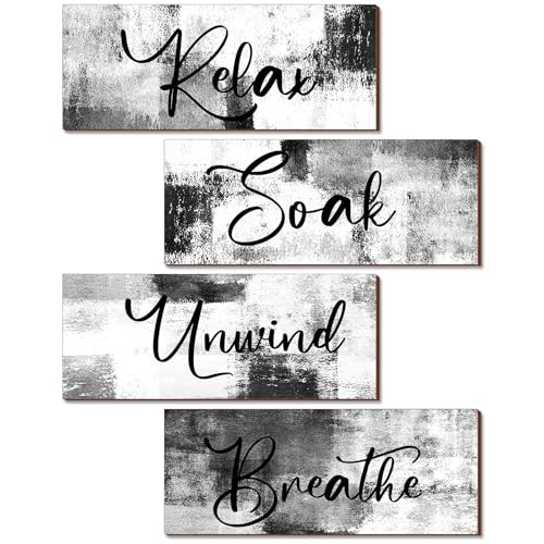 Maitys 4-Piece Black and White Bathroom Wall Art Set