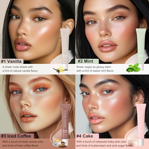 Lakerain 4-Piece Lip Glossy Butter Balm Set - Nourishing & Non-Sticky