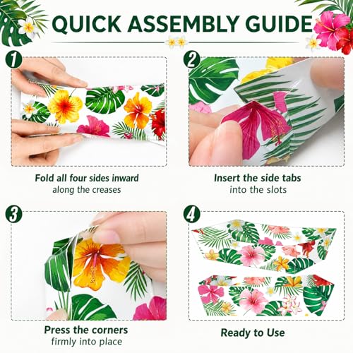 30 Pack Hawaiian Hibiscus Paper Food Trays - Tropical Party Supplies