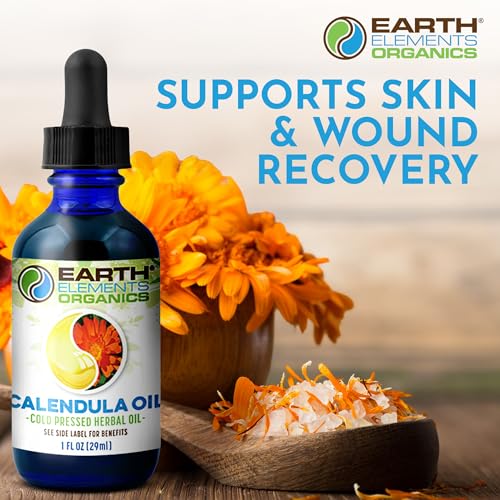 Earth Elements Organic Calendula Infused Skin Oil for Dry Chapped Skin
