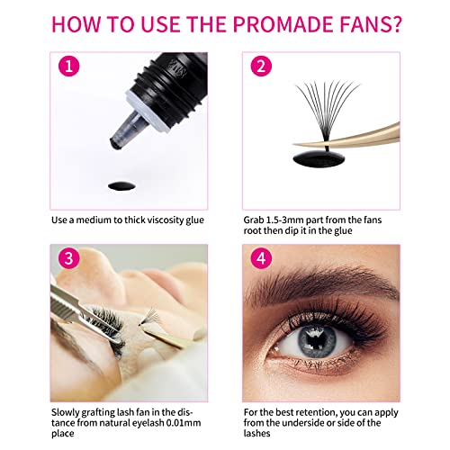 FADVAN 10D Premade Volume Eyelash Extensions, 0.07mm Mixed Tray 15-20mm