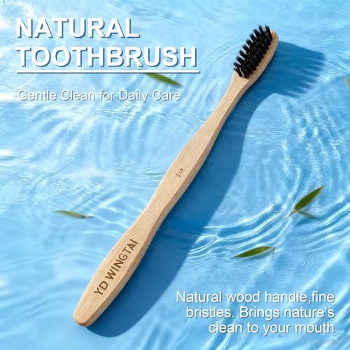 Bamboo Toothbrush Set of 12 - Natural Organic Charcoal Brushes