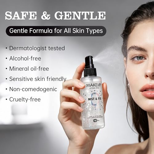 MyTend Long-Lasting Makeup Setting Spray - Waterproof, Hydrating Mist with Shimmer Finish (3.72 Fl Oz)