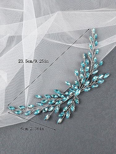 Brihasory 7Colors Light Blue Bridal Hair Vine Headband for Weddings & Parties