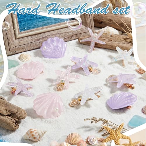 Romantic 12Pcs Ocean Hair Clip Set - Starfish, Shell Pearl Barrettes by WILLBOND