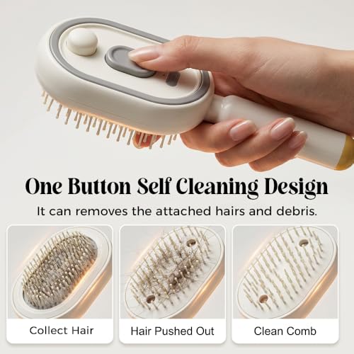 Electric Spray air Cushion Massage Comb, 3-in-1 Electric Mist Spray Hair Brush, Retractable Hairs Massage Brush for Frizzy Hair & Scalp Care, Relieve Hair Tangles & Dryness (Purple)