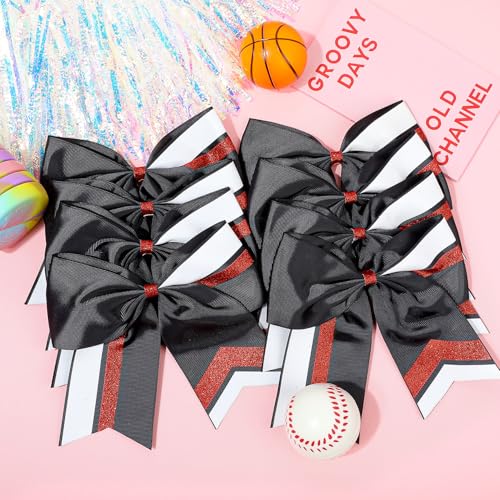 8PCS Glitter Cheer Bows for Girls & Teens - Bulk Hair Accessories for Cheerleading & Sports