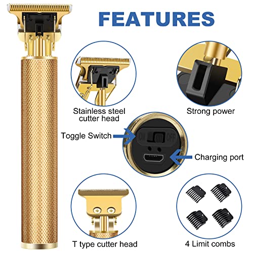 YOGINGO Gold Beard Trimmer for Men - Cordless Hair Clipper Kit