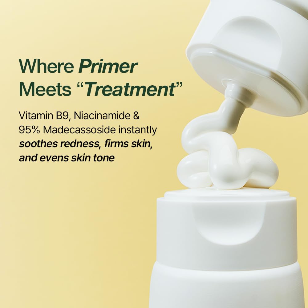 Vitamin B9 Tone-Up Cream - Silicone-Free Face Primer for Pore Minimizing | 95% Pure Cica Extract, Lightweight Formula (65ml)