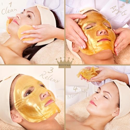 RevitaLE 24K Gold Sheet Mask with Collagen & Hyaluronic Acid – Hydrating & Anti-Aging