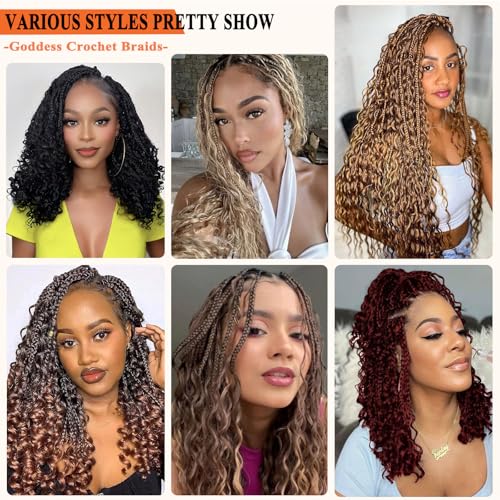 Flagship Goddess Box Braids Crochet Hair - 12 Inch Boho Curly Ends (4 Packs)