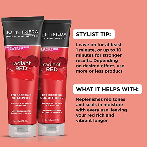 John Frieda Radiant Red Boosting Shampoo, Color-Protecting Hair Wash, 8.3 oz