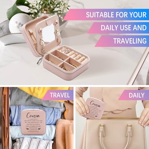 Travel Jewelry Box for Women - Stylish Cousin Gift, Compact Organizer