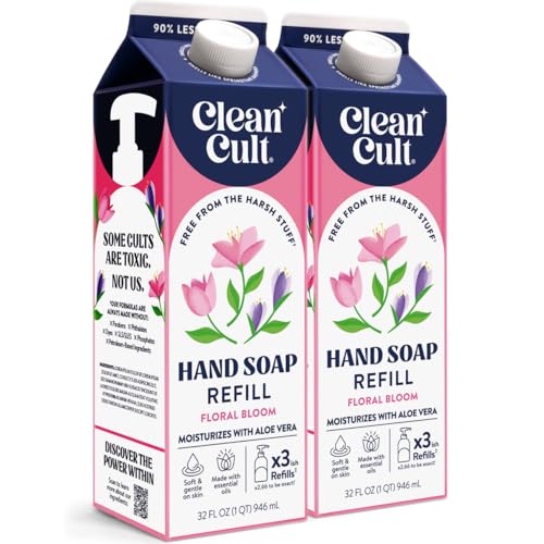 Cleancult Floral Bloom Liquid Hand Soap Refill - 32 oz (2 Pack) - Eco-Friendly & Moisturizing with Aloe Vera
