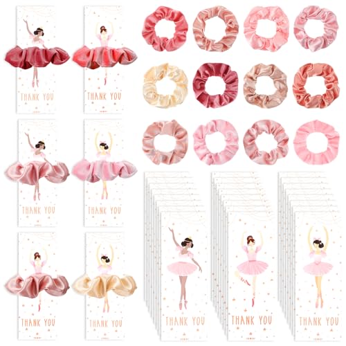 24-Piece Ballerina Party Favors Set with Hair Scrunchies and Thank You Cards
