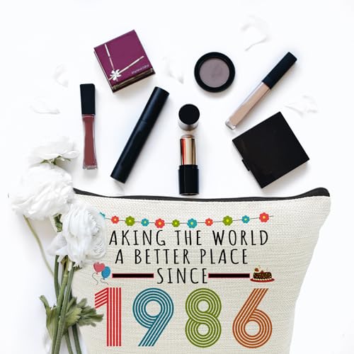 1986 40th Birthday Makeup Bag for Women - Funny Gift, Travel Cosmetic Organizer