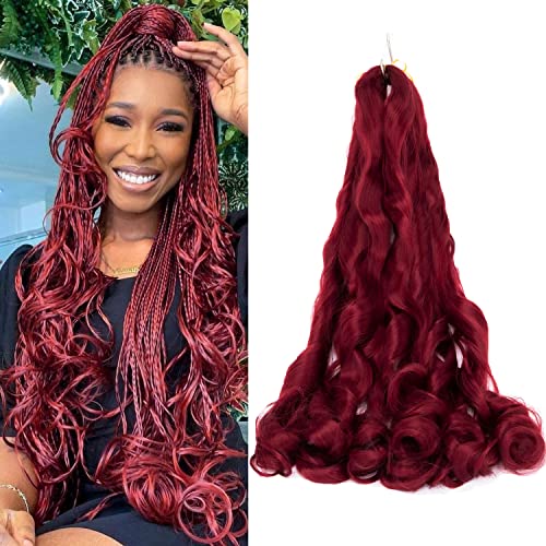 24 Inch Burgundy French Braiding Hair - 8 Packs Loose Wave Spiral Crochet