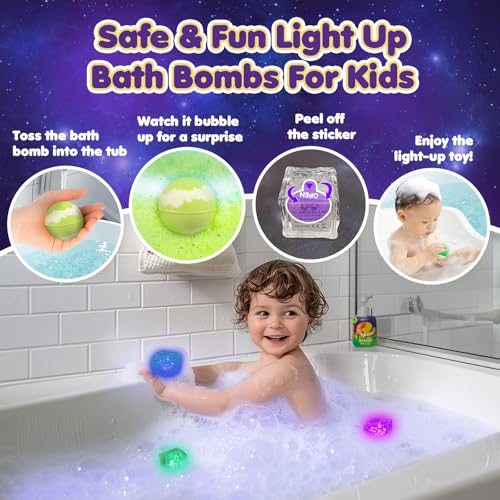 Lisotera Solar System Bath Bombs with Light Up Toys - Kid-Friendly Bubble Fizzies Gift Set
