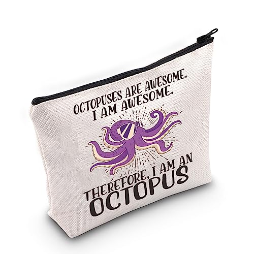 LEVLO Octopus Awesome Makeup Bag - Cute Cosmetic Pouch for Octopus Fans