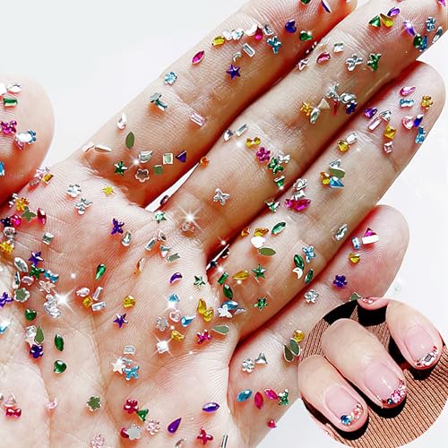 2000Pcs Colorful 3D Rhinestone Nail Art Charms - Geometric Shapes