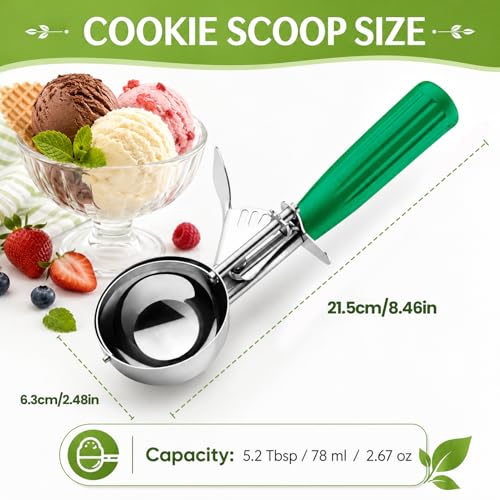 Large Cookie Scoop with Trigger - 2.67 OZ Stainless Steel Ice Cream Scoop