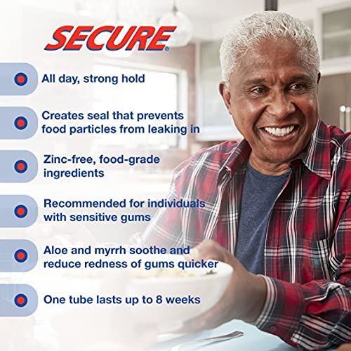 Secure Waterproof Denture Adhesive for Sensitive Gums - 1.4 Oz