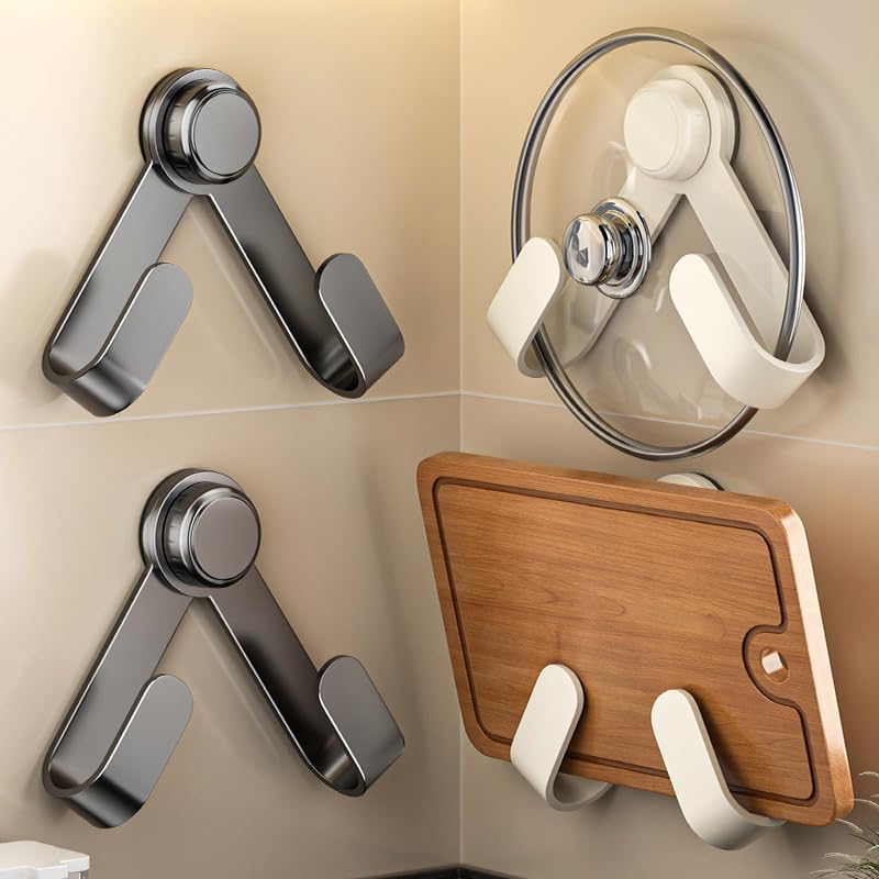 Pot Lid Holder with Suction Cups - Adjustable Kitchen Organizer Rack