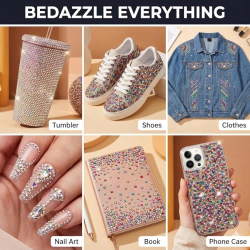 60 Color Bedazzling Kit with Flatback Resin Rhinestones & Tools