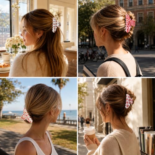 Fruit Hair Claw Clips for Women - Cherry Strawberry, 4pcs 3.54in