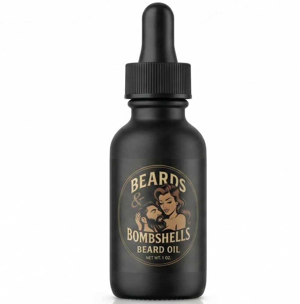 Beards & Bombshells Beard Oil, Hydrates Dry Skin, Calms Itchy Beard Hair, Lightweight Non-Greasy Formula, Premium Conditioning Oils, Clean Masculine Scent