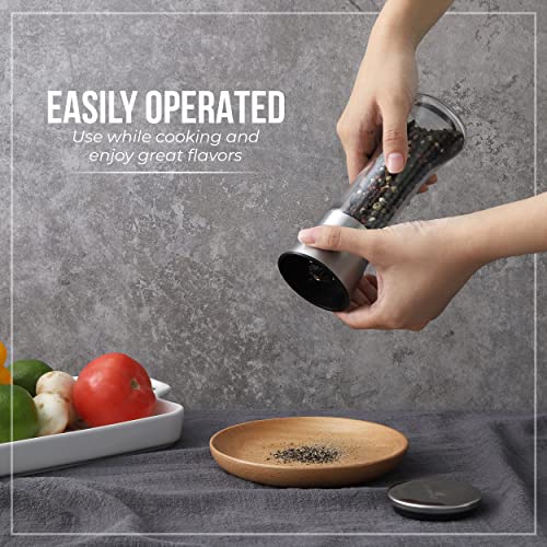 Kitchen-GO 7.5-Inch Stainless Steel Pepper Grinder - Adjustable Coarseness for Fresh Spices