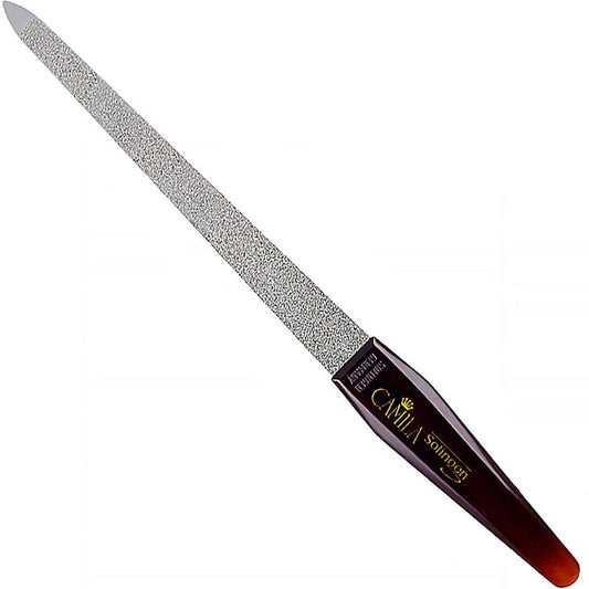 Camila Solingen CS19 Sapphire Metal Nail File for Natural Nails Fingernail and Toenail Care, 8" Double Sided Coarse and Fine for Manicure and Pedicure