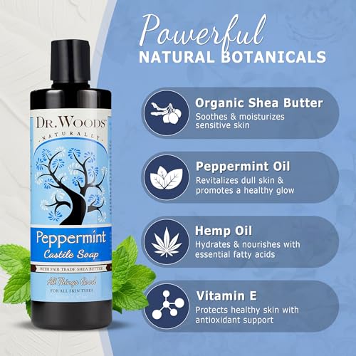 Dr. Woods Peppermint Liquid Castile Soap - 16 Fl Oz, Organic Shea Butter Body Wash