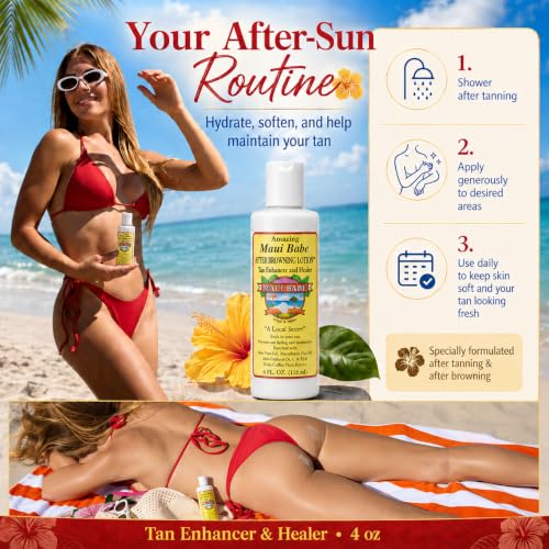 Maui Babe After Browning Lotion - Tan Enhancer & Moisturizer, 4 Fl Oz